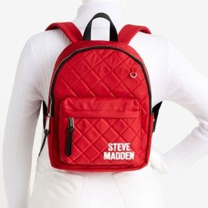 ❤️Steve Madden BKallie Nylon Logo Quilted Backpack Red + Matching Drawstring